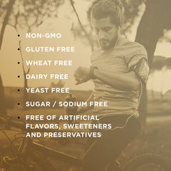 Solgar Vitamin D3 softgels label overlay on cyclist photo highlighting non GMO gluten free dairy free