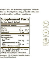 Supplement Facts panel for omega-3 fish oil 950 mg, 1 softgel serving
