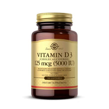 Vitamin D3 softgel bottle with gold cap, amber label, 100 softgels