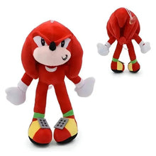 Sonic-inspired red plush hedgehog in front view, with small hanging version
