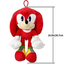 Knuckles stuffed doll plush, red hood with hanging loop, white face and blue eyes