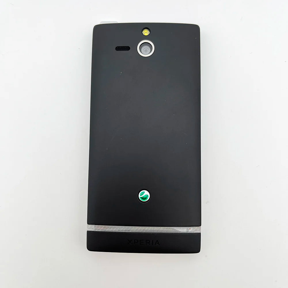 Sony Xperia U ST25i unlocked smartphone black matte back with rear camera flash and Xperia logo