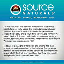 Source Naturals brand information panel with logo, tagline, and descriptive text