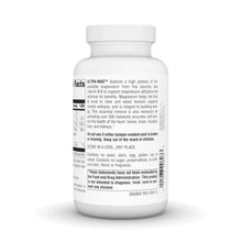Magnesium supplement bottle back label with storage and statement text