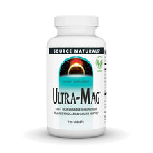 Magnesium supplement bottle with Ultra-Mag label and 120 tablets