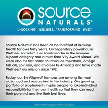 Source Naturals wellness supplement brochure panel with teal header and body text