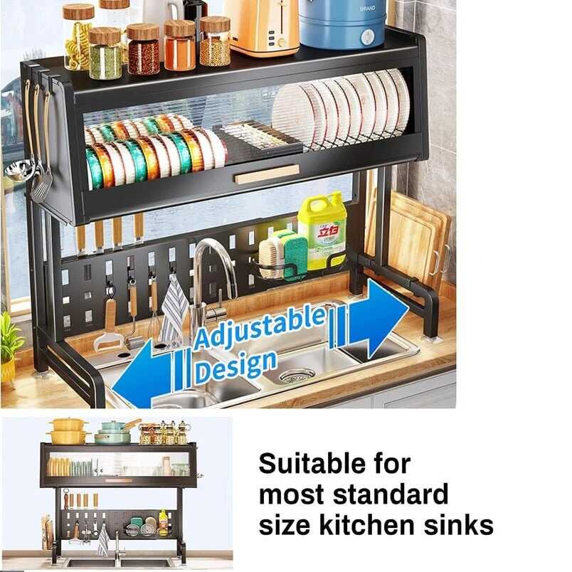 Huitich space saving kitchen sink rack with adjustable design for organizing dishes and kitchen items