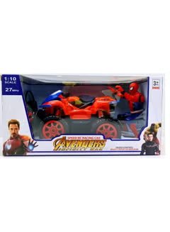 Huitich 360 degree rotating Spiderman car remote control toy with red and blue design for kids