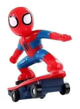Spider-man remote control skateboard toy, red-and-blue figure crouched on board