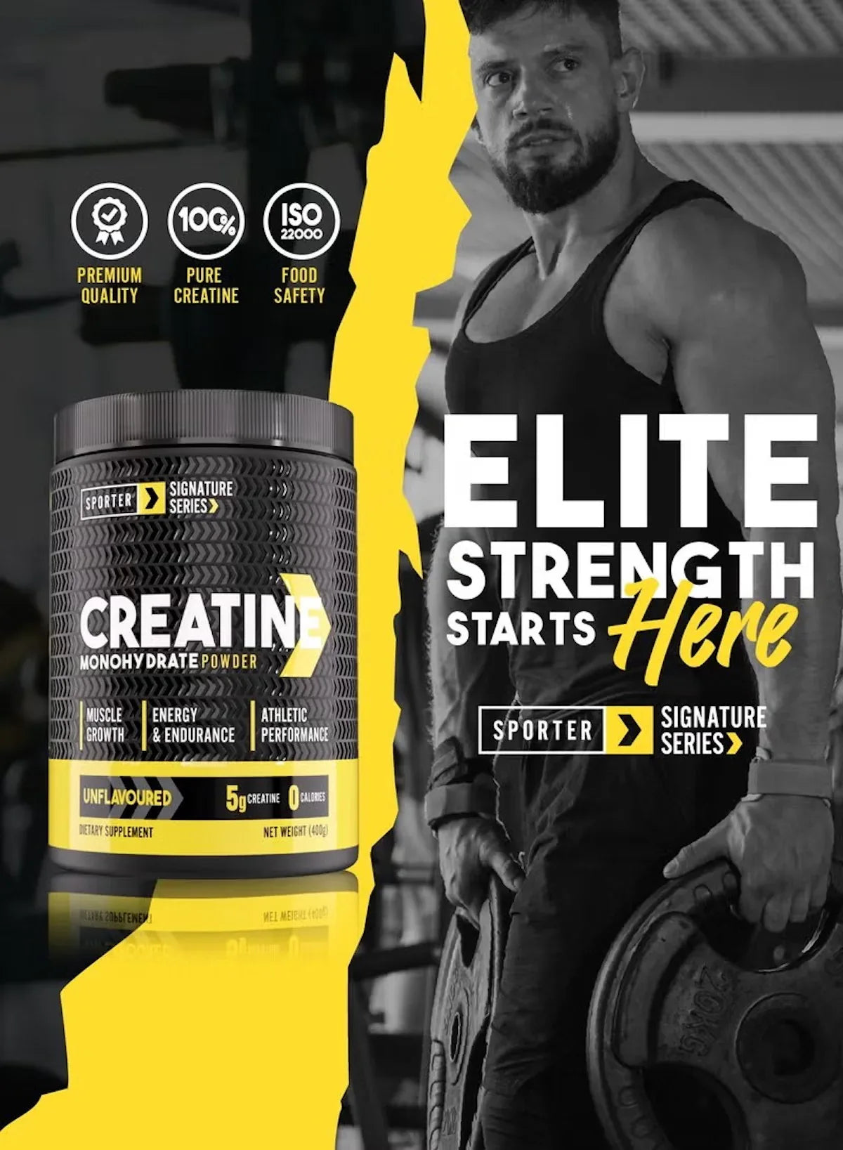 Sporter Creatine Monohydrate Powder – 400g | Micronized & Pure Creatine for Muscle Growth, Strength & Recovery | 80 Servings, Unflavored - Mumzar