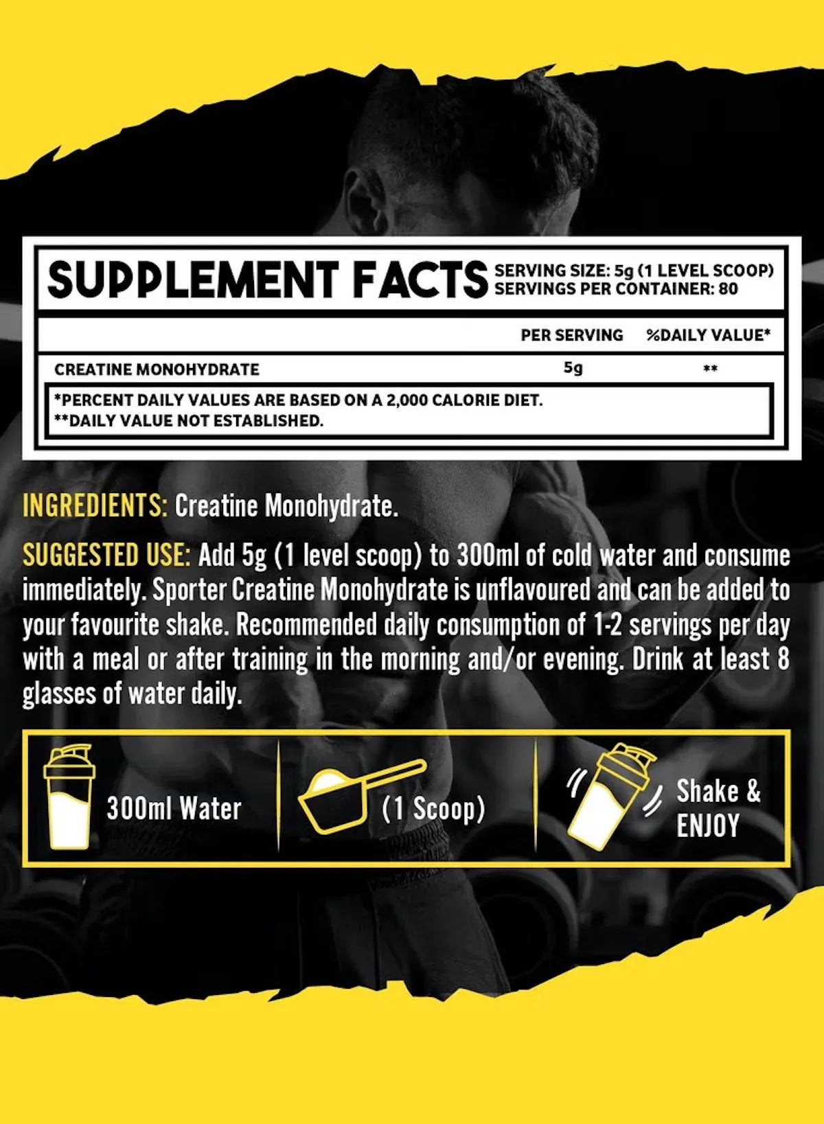 Sporter Creatine Monohydrate Powder – 400g | Micronized & Pure Creatine for Muscle Growth, Strength & Recovery | 80 Servings, Unflavored - Mumzar