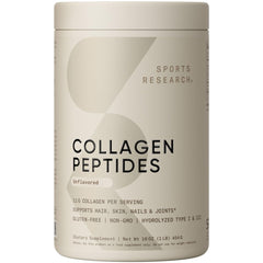 Sports Research unflavored grass-fed collagen peptides powder 16 oz tub for hair skin nails and joints