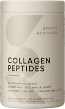 Collagen peptides powder container front label, unflavored, beige canister