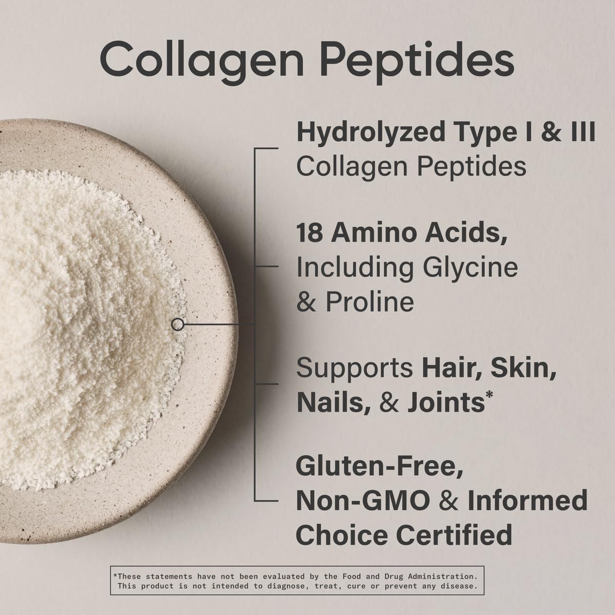Sports Research grass-fed collagen peptides powder with hydrolyzed Type I III and 18 amino acids supporting hair skin nails joints
