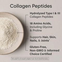 Sports Research grass-fed collagen peptides powder with hydrolyzed Type I III and 18 amino acids supporting hair skin nails joints