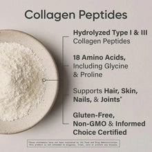 Collagen peptides label with supports hair, skin, nails, joints and 18 amino acids