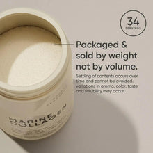 Marine collagen peptides tub with lid open and powder inside