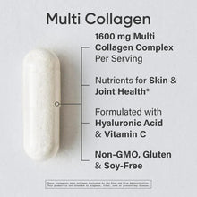 Single Multi Collagen capsule diagram listing skin and joint health benefits.