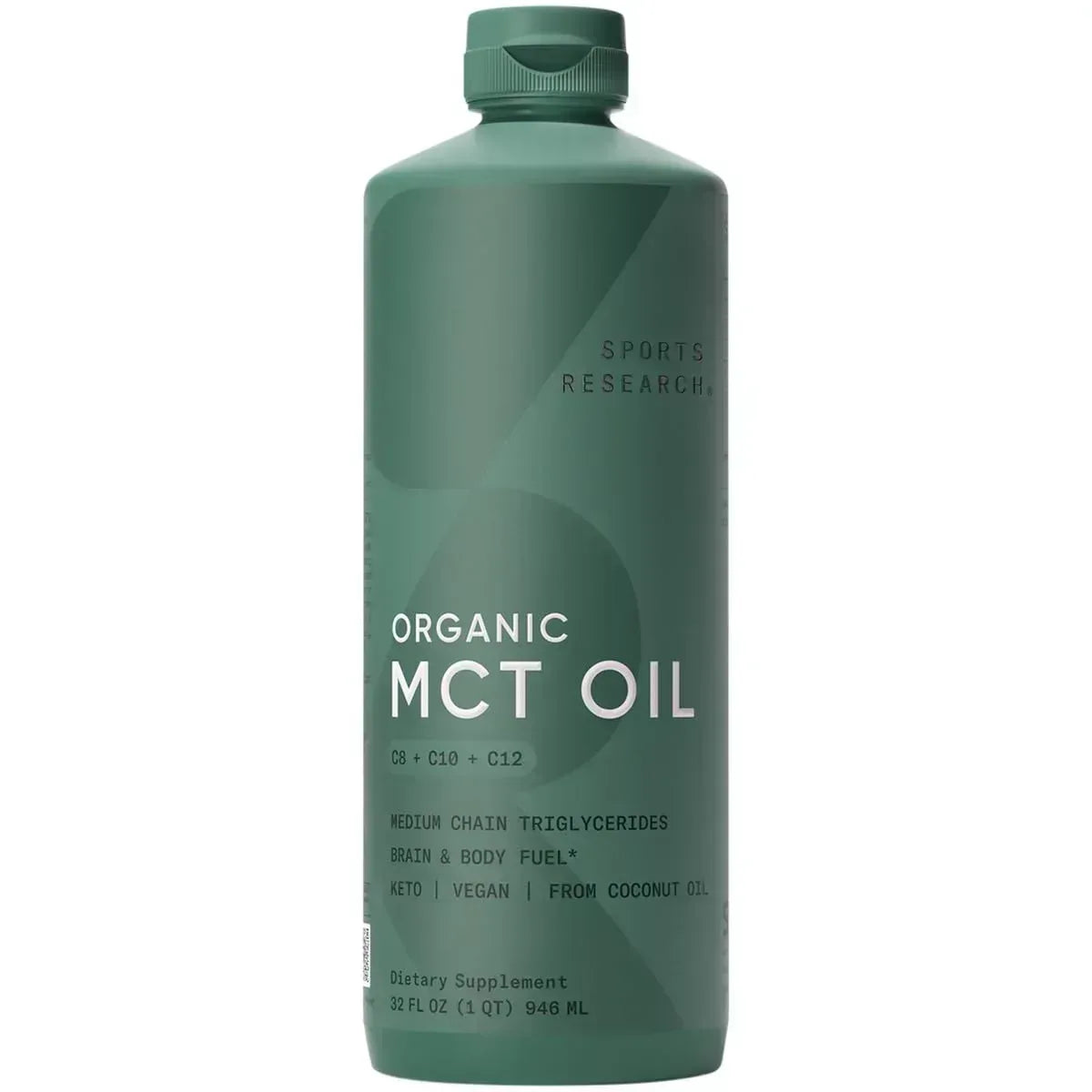 Sports Research Organic MCT Oil - Keto & Vegan MCTs C8, C10, C12 from Coconuts - Fatty Acid Brain & Body Fuel, Non-GMO & Gluten Free - Flavorless Oil, Perfect in Coffee, Tea & Protein Shakes - 32 oz - Mumzar