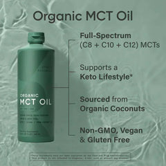 Sports Research Organic MCT Oil - Keto & Vegan MCTs C8, C10, C12 from Coconuts - Fatty Acid Brain & Body Fuel, Non-GMO & Gluten Free - Flavorless Oil, Perfect in Coffee, Tea & Protein Shakes - 32 oz - Mumzar