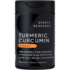 Sports Research black bottle Turmeric Curcumin C3 Complex 120 softgels 500mg with Bioperine turmeric curcumin supplement UAE