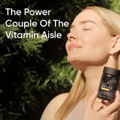 Woman basking in sun holding Sports Research D3 and K2 supplement bottle for bone health Vitamin K2 D3 supplement UAE