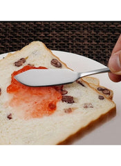 Huitich stainless steel butter knife set spreading jam on raisin bread slice