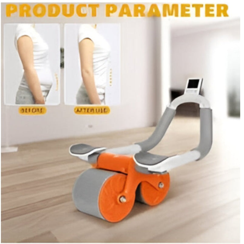 Huitich steel base ab wheel for core with dual orange wheels and gray padded handles for exercise