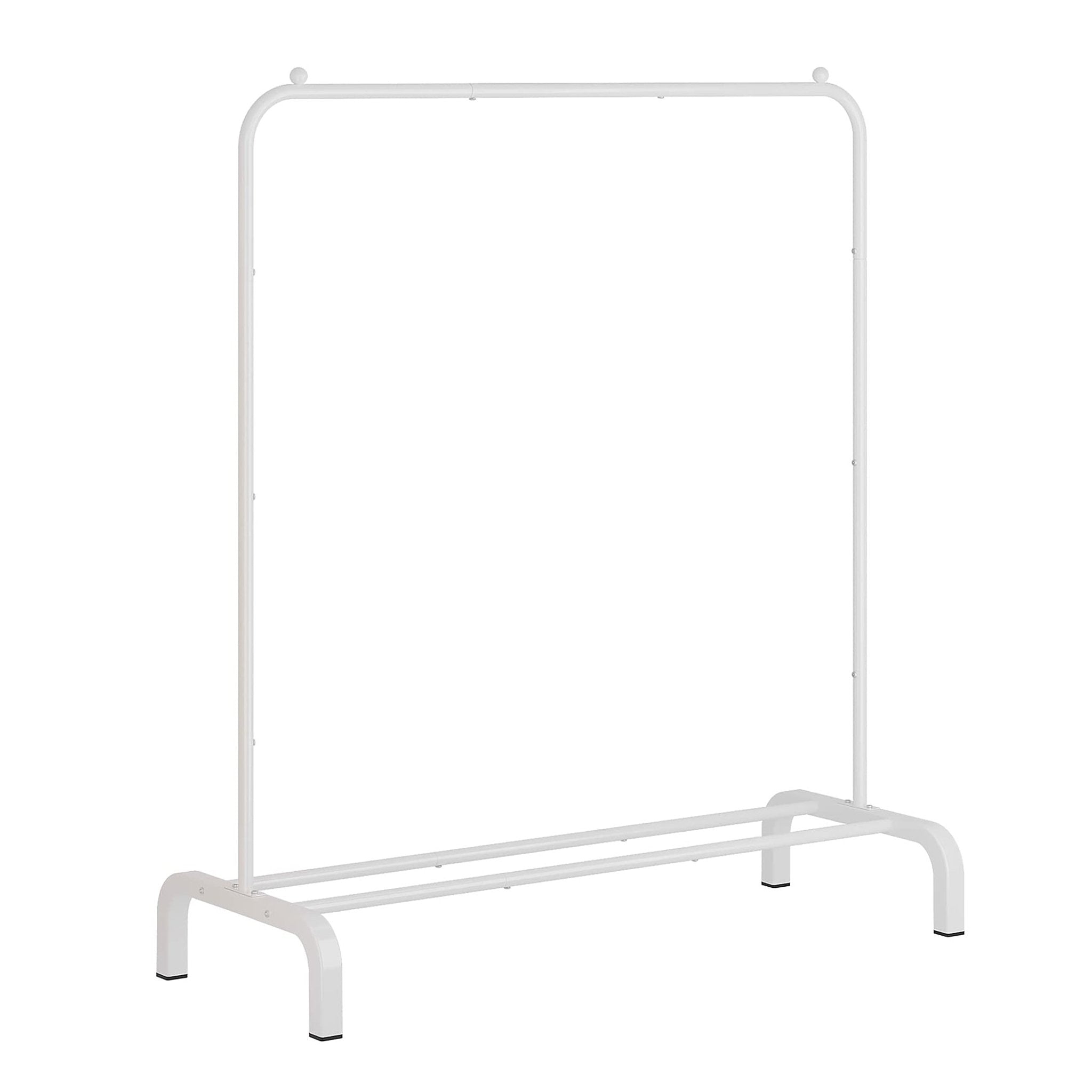 Huitich white steel garment rack with shoe shelf for organized clothing and footwear storage