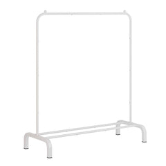 Huitich white steel garment rack with shoe shelf for organized clothing and footwear storage