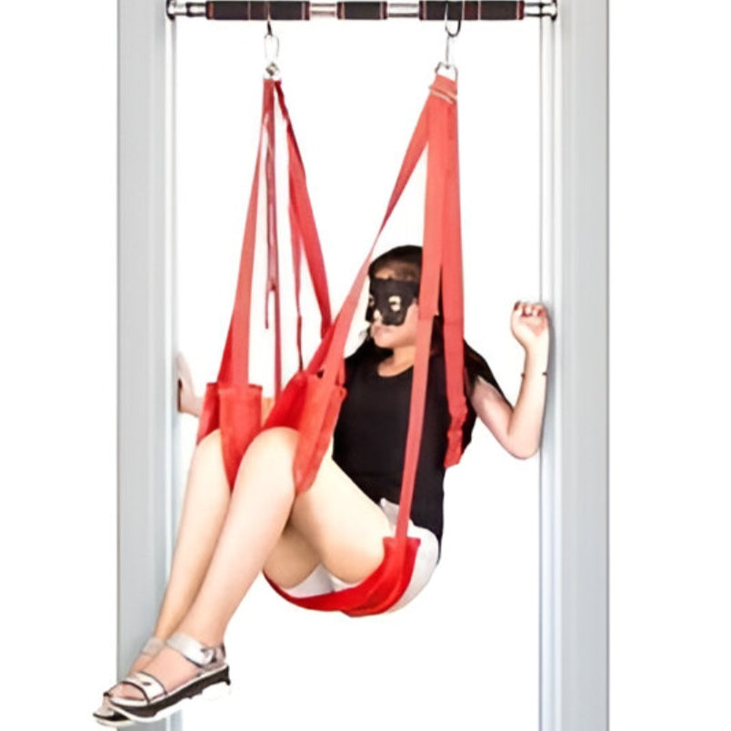 Huitich pull up bar with red sling seat accessory for steel home gym equipment setup