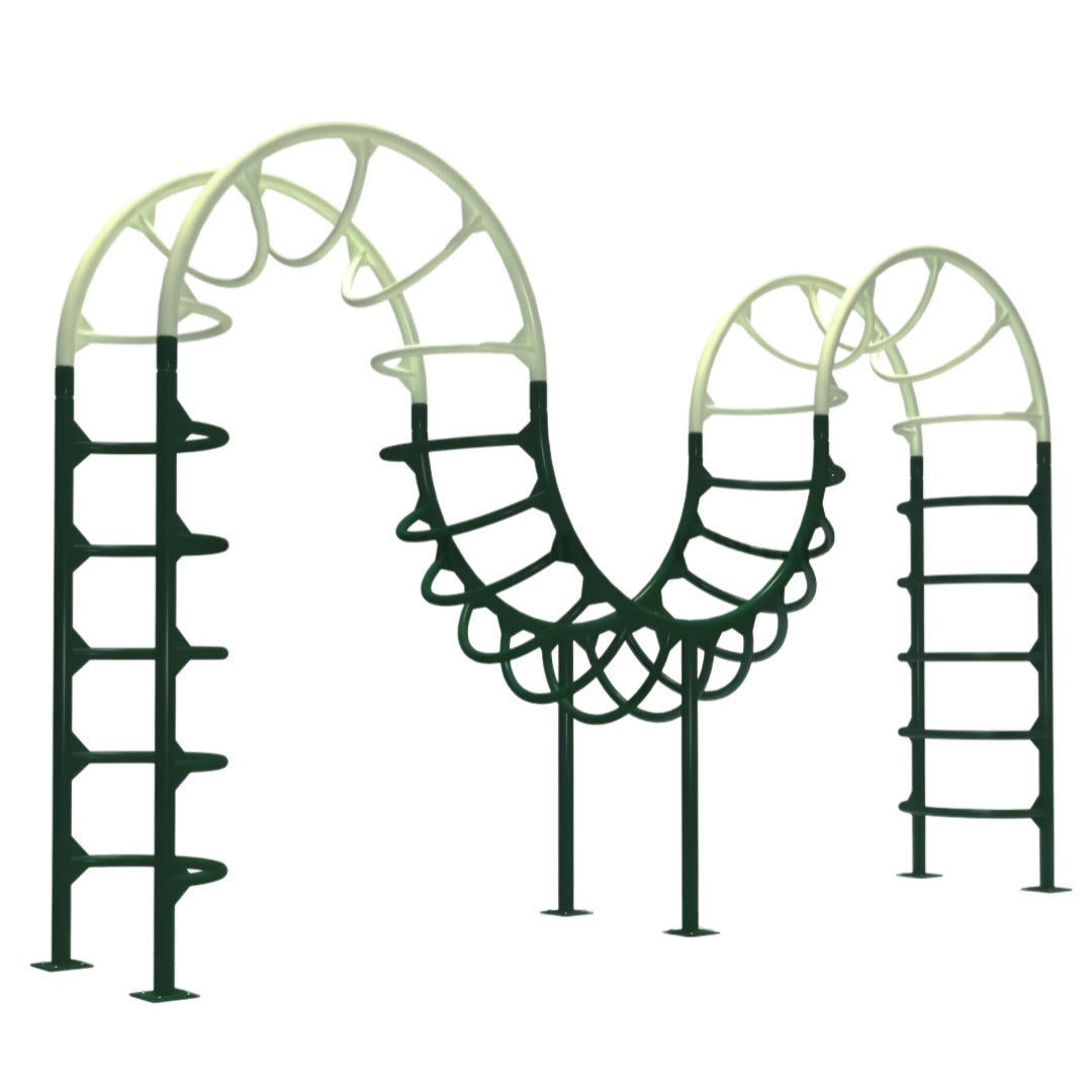 Huitich outdoor climbing frame for kids with green and white metal structure for park sports
