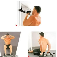 Push-up bars and stands with black grips shown in wall-mounted exercise setup