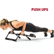 Steel push-up bars set for floor push-ups with black foam hand grips