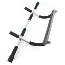 Steel push-up bars set with black foam grips and curved steel base