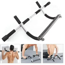 Steel push-up bars set with black foam grips and arched handles