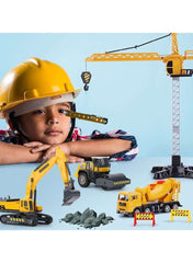 Huitich engineering construction vehicle set with crane excavator and cement mixer STEM educational toys for kids
