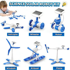 Huitich 6-in-1 STEM robot toy science solar kit with helicopter wheeler robot windmill airboat and plane models