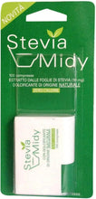 Stevia sweetener tablets blister pack with green backing and white tablet label