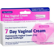 Clotrimazole 1% 7-day vaginal cream box with reusable applicator, 45 g