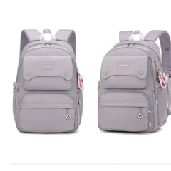 Huitich stylish grey school backpack for kids with multiple front pockets and padded straps
