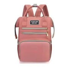 Pink baby travel backpack with dual front zipper pockets and top handles