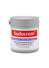 Sudocrem antiseptic healing cream jar, gray lid with red label