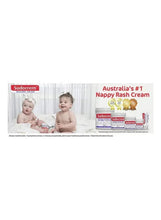Nappy rash cream promotional banner with Sudocrem jars and red label
