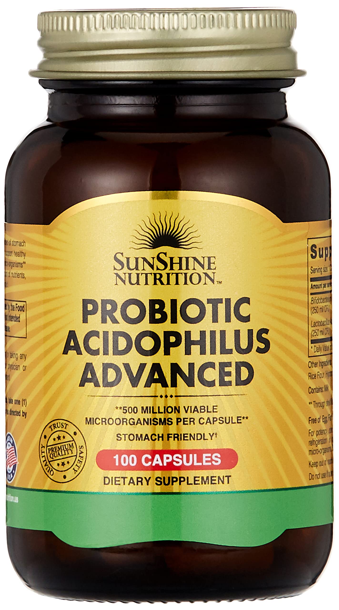 SunShine Nutrition Probiotic Acidophilus Advanced 100 capsules dietary supplement bottle Acidophilus probiotic capsules UAE
