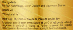 Acidophilus probiotic capsules UAE SUNSHINE NUTRITION supplement label listing ingredients contains milk and storage instructions
