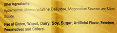 ashwagandha root extract capsules label showing other ingredients and free of gluten wheat dairy soy sugar