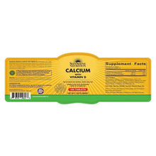 Sunshine Nutrition Calcium with Vitamin D supplement facts side panel, 100 tablets