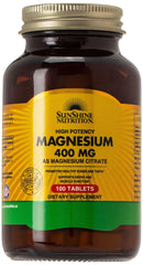 SunShine Nutrition Magnesium 400 mg bottle 100 tablets dietary supplement magnesium citrate tablets UAE
