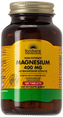 SunShine Nutrition Magnesium 400 mg bottle 100 tablets dietary supplement magnesium citrate tablets UAE